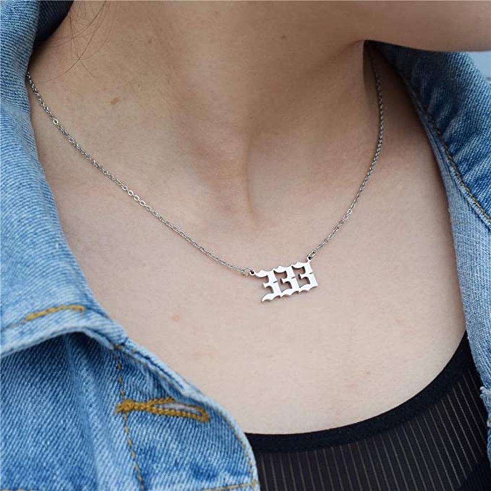 💥3for$28 New Angel Number Silver Stainless Steel Pendant Necklace 111 222 333 - Picture 9 of 15